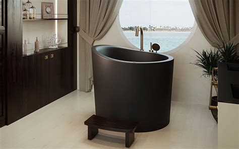 Aquatica True Ofuro Mini Black Tranquility Heated Japanese Bathtub | Japanese soaking tubs ...