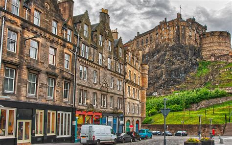 Picture Scotland Edinburgh Castle Castles Street Houses 3840x2400