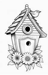 Bird House Flowers coloring Page Coloring Sheet For Kids Vol 8 sketch template