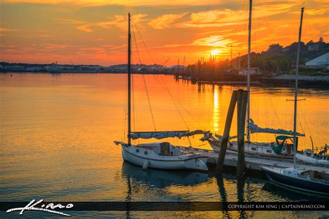 Sunset Over Portland Maine Harbor Casco Bay | HDR Photography by ...