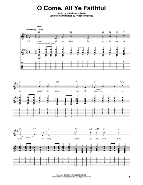 O Come, All Ye Faithful (Adeste Fideles) Noten | John Francis Wade | Gitarre Tabulatur (solo)