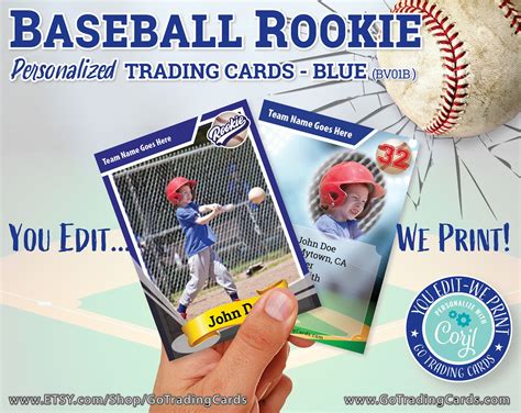 Baseball Rookie Card Custom Trading Card Template. Print & | Etsy