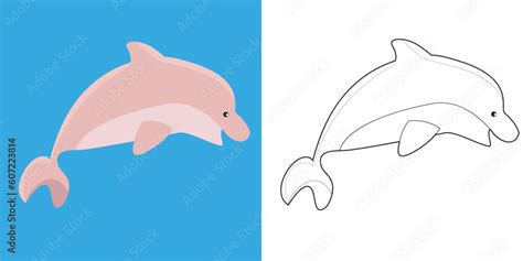 Cute cartoon animal coloring page. Coloring dolphin the sea animals worksheet. Coloring activity ...
