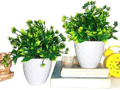 Ytc Home & Office Table Greenery Room Bathroom Decoration Bonsai Wild Artificial Plant with Pot ...