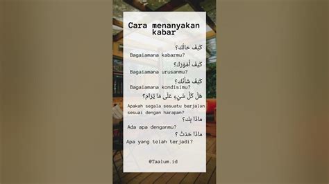 Cara menanyakan kabar dalam bahasa arab - YouTube