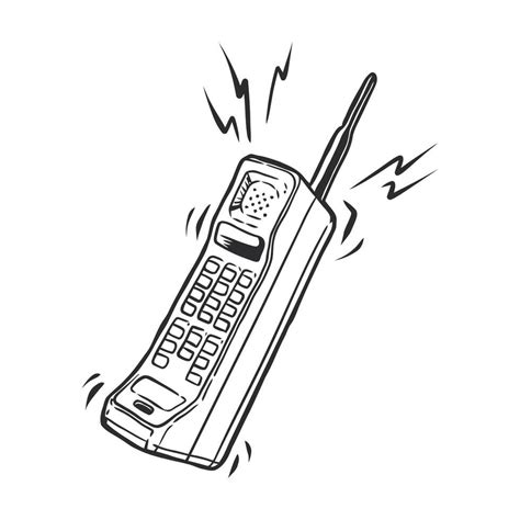 A ringing cordless phone in a nostalgic, hand drawn vector illustration ...