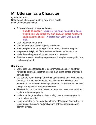 Character Analysis of Mr Utterson in Dr Jekyll and Mr Hyde | Teaching Resources