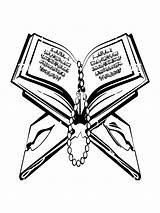 Quran On Rehal Book Holder And Tasbih sketch template