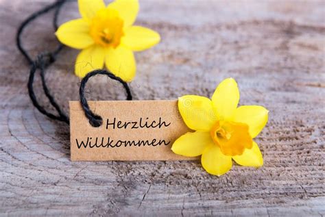 Aufkleber Herzlich Willkommen Stockbild - Bild von jahreszeit, blüte: 39179861