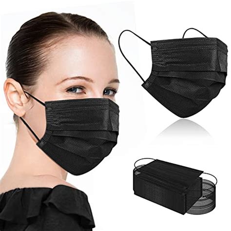 100Pcs Black Disposable Face Masks,Black Face Masks Disposable Breathable 3 Ply Face Masks for ...