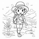 Premium Vector  Coloring Page Outline Of A Cute girl hiking In The sketch template