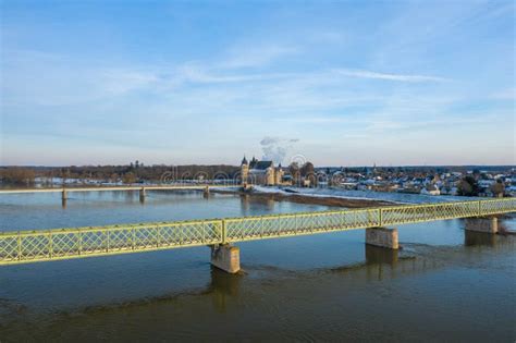 The Bridges of Sully Sur Loire Under the Snow in Europe, in France, in the Center Region, in the ...