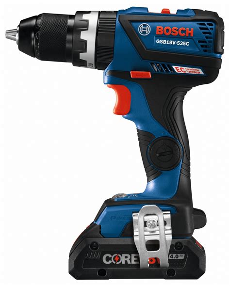 BOSCH Cordless Hammer Drill Kit: 18V DC, Compact Premium, 1/2 in Chuck ...