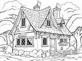 Country Cottage Coloring  Page sketch template