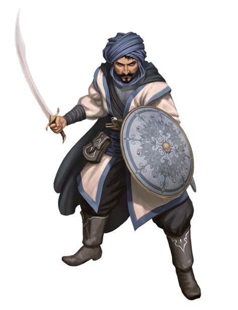 Male Human Scimitar and Shield Desert Fighter - Pathfinder PFRPG DND D&D 3.5 5E 5th ed d20 ...