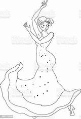 Coloring Page With Flamenco Dancer Stock Illustration  Download Image sketch template