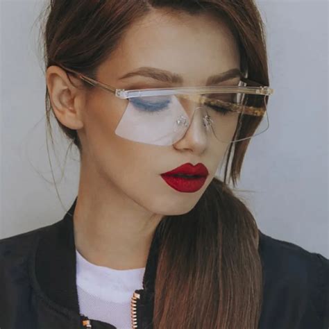 Clear Eyewear Fashion Sunglasses Women Cat Eye Sun Glasses For Ladies Clear Silver Rimless ...