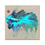 Original Abstract Landscape Painting Red Moon -Turquoise Blue Modern Art Catherine Jeltes ...