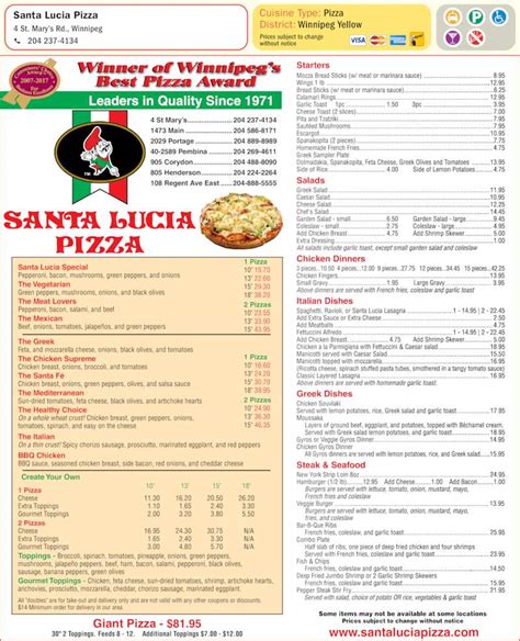 Santa Lucia Pizza - Saint Boniface, MB - 4 St Mary's Rd | Canpages