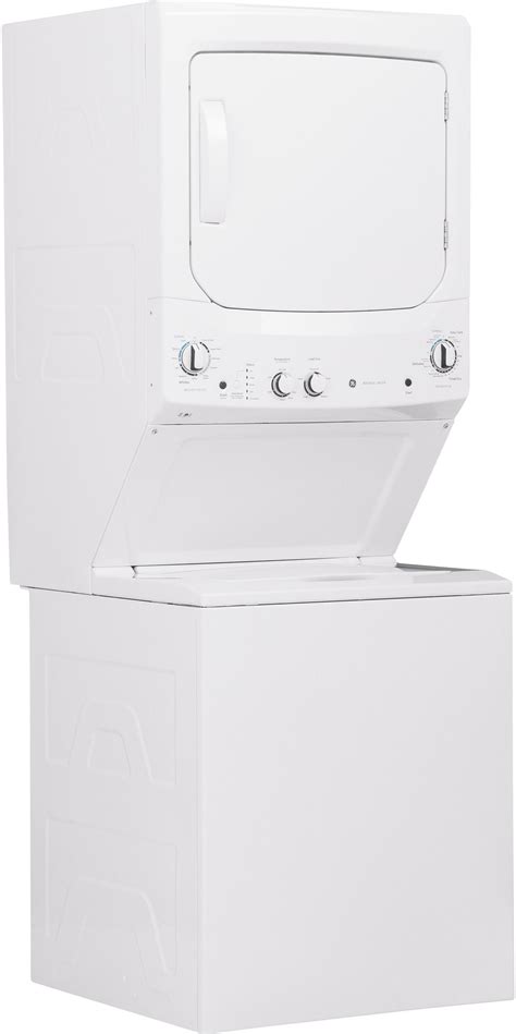 GE® 3.8 Cu. Ft. Washer, 5.9 Cu. Ft. Dryer White on White Stack Laundry ...