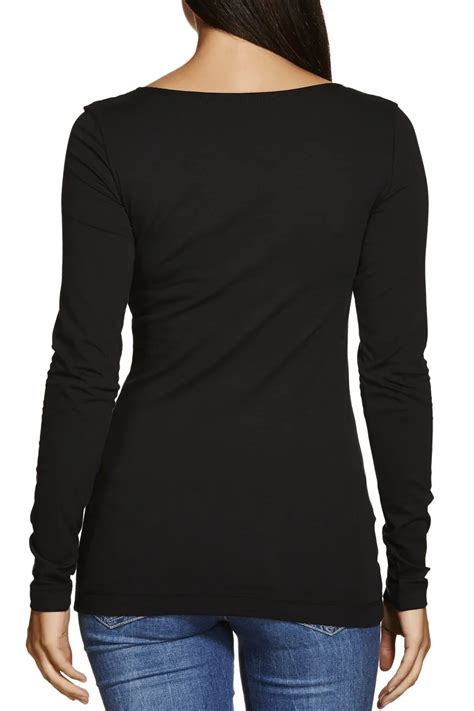 Women Black Plain Shirt With Long Sleeve And Slim Fit - Buy Shirt Long Sleeve,Black Long Sleeve ...