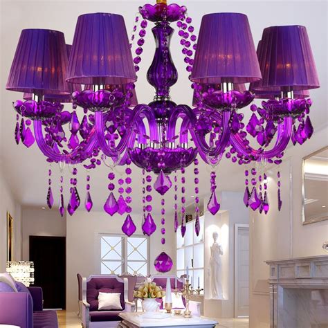 Elegant Crystal Chandelier European Style Purple Pendant Light Living Room Bedroom HQJ 90886 ...