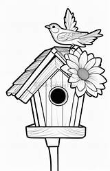 Bird House Flowers coloring Page Coloring Sheet For Kids Vol 5 sketch template