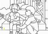 Helping Others Coloring Page sketch template