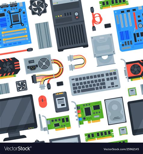 Computer accessories pc equipment Royalty Free Vector Image