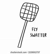 Fly Swatter Outline Vector Icon On Stock Royalty Free  sketch template