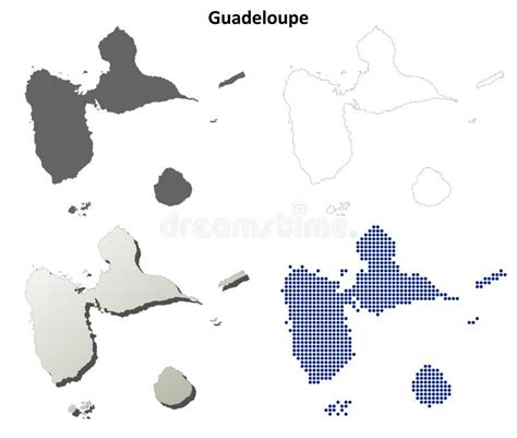 Guadeloupe outline map set stock vector. Illustration of shoreline - 112819202