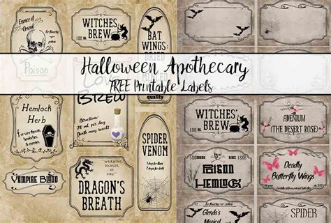 Free Printable Halloween Apothecary Labels: 16 Designs plus Blanks!