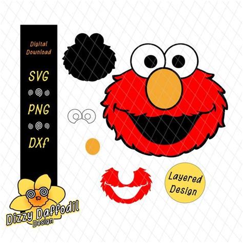 Elmo Face Head SVG DXF Sesame Street, birthday card, birthday invitation Elmo Birthday Party ...