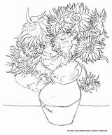 Sunflower Coloring Page Van Gogh sketch template