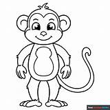 Easy Monkey Coloring Page  Drawing Guides sketch template