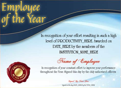 Employee of the Year | Certificate templates, Good employee, Award template