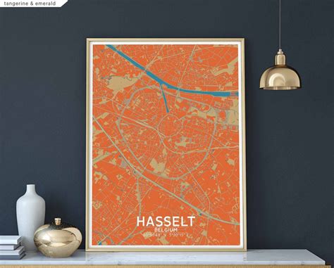 HASSELT Belgium Map Poster Black White Wall Decor Design Modern Scandinavian Minimal Nordic ...