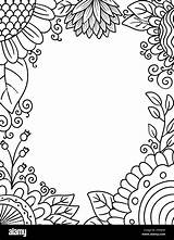 An Adult Coloring Border Of Flowers And Foliage Stock Vector Image  sketch template