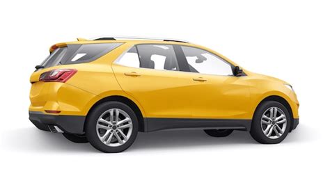 Premium Photo | Yellow midsize city SUV for a family on a white background 3d rendering