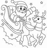 Christmas Santa Sleigh And Reindeer Coloring Page December  sketch template