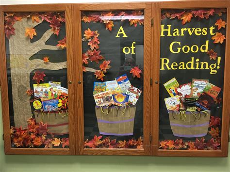 These bushel baskets are filled with good reading choices for a brisk fall day. Fall Library ...