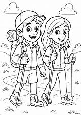 Two hikers  Sports Coloring Pages sketch template