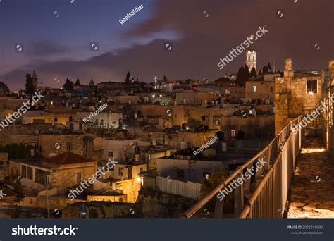 Jerusalem Old City Ramparts Night View Stock Photo 2022216992 ...