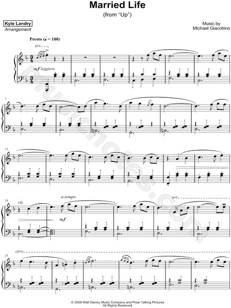 Kyle Landry "Married Life (from "Up")" Sheet Music (Piano Solo) in F Major - Download & Print ...