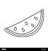 Doodle Style Fresh Ripe watermelon slice Flat Vector Outline  sketch template