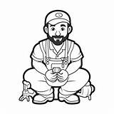 Helpful Plumber Coloring Time  Page sketch template