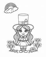 Cheerful Little Girl Leprechaun Coloring Page  Free Printable sketch template