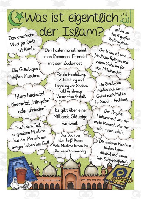 German: What is Islam? | Fact Sheet Poster and Writing by Teach Simple