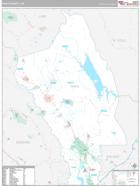 Napa County, CA Wall Map Premium Style by MarketMAPS