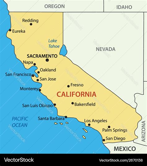 California - map Royalty Free Vector Image - VectorStock